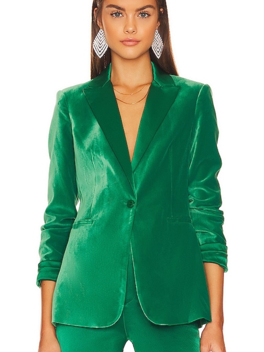 Alice + Olivia Emerald Green Velvet Blazer NWT Size 0